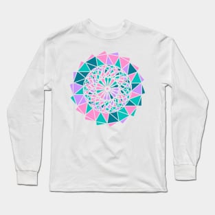 Digital mandala with random geometric shapes in bright neon colors Long Sleeve T-Shirt